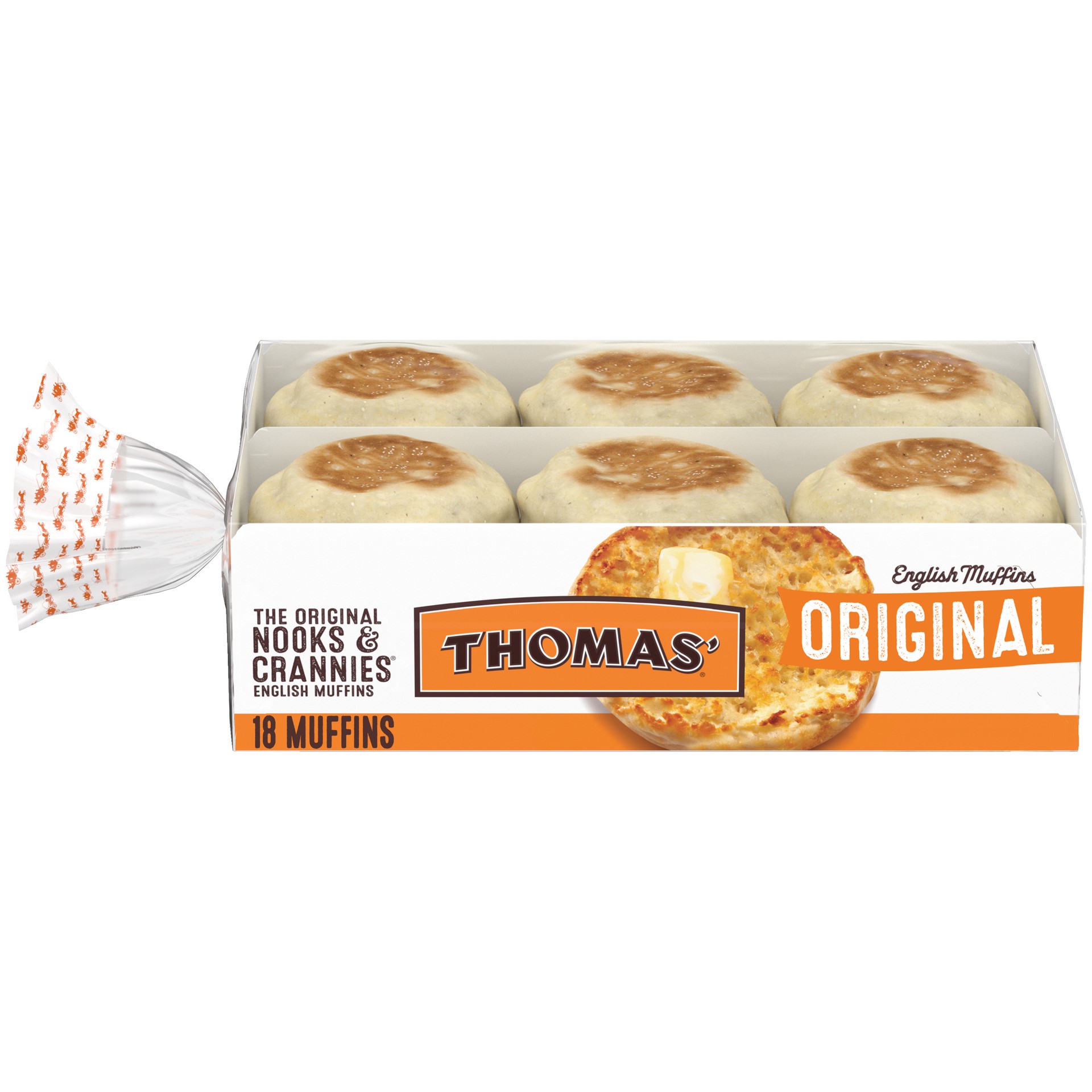 slide 1 of 5, Thomas' Original English Muffins,  Plain, 18 count, 36 oz, 18 ct