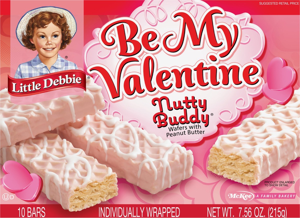 slide 3 of 7, Little Debbie Snack Cakes, Little Debbie Family Pack Be My Valentine Nutty Buddy, 10 ct