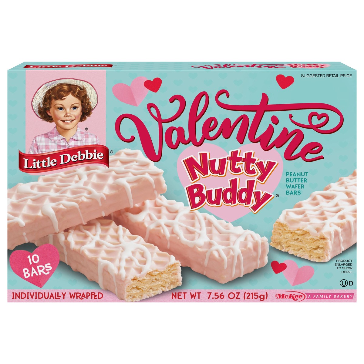 slide 1 of 7, Little Debbie Snack Cakes, Little Debbie Family Pack Be My Valentine Nutty Buddy, 10 ct