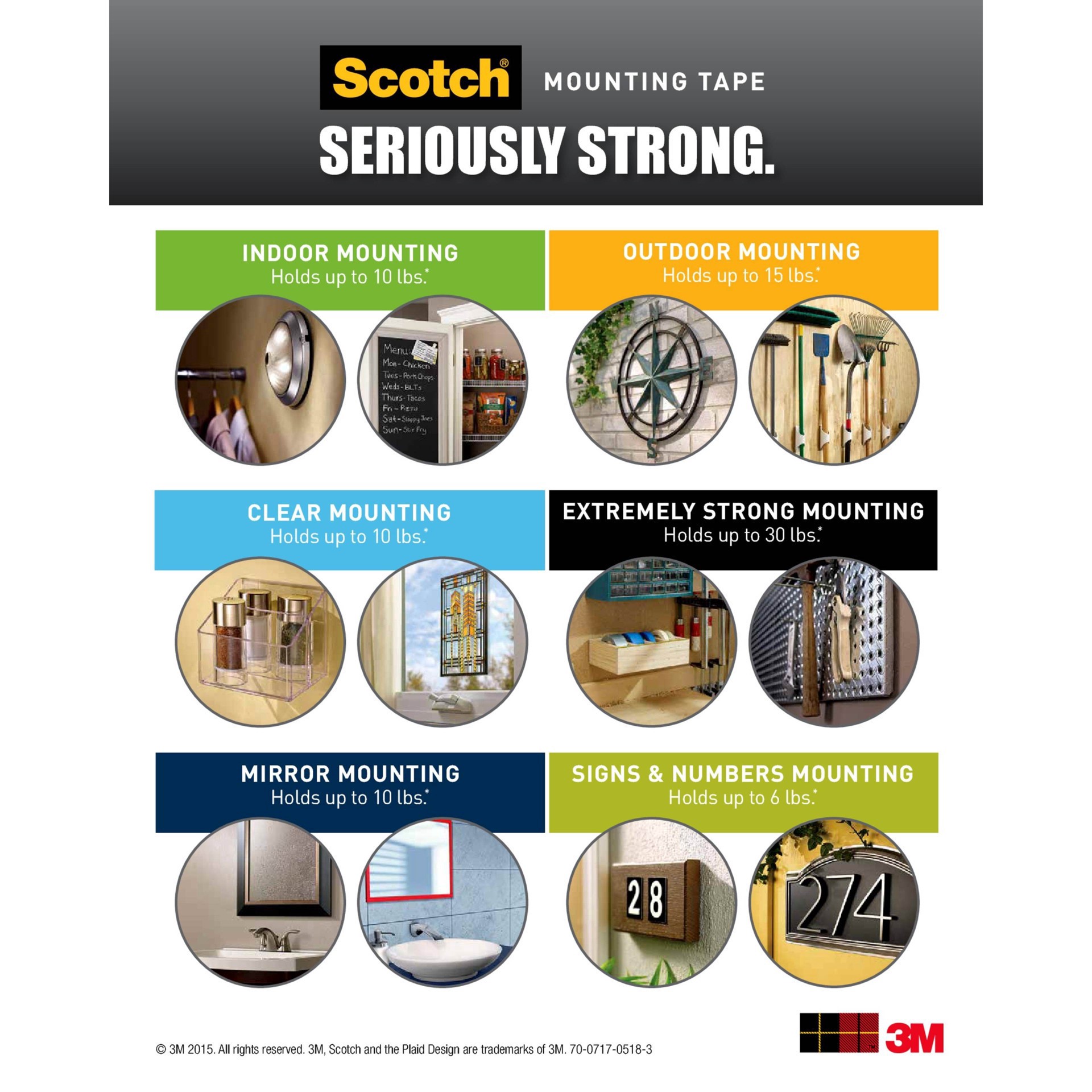 slide 10 of 13, 3m Scotch Permanent Mounting Tape, 1/2 in x 75 in