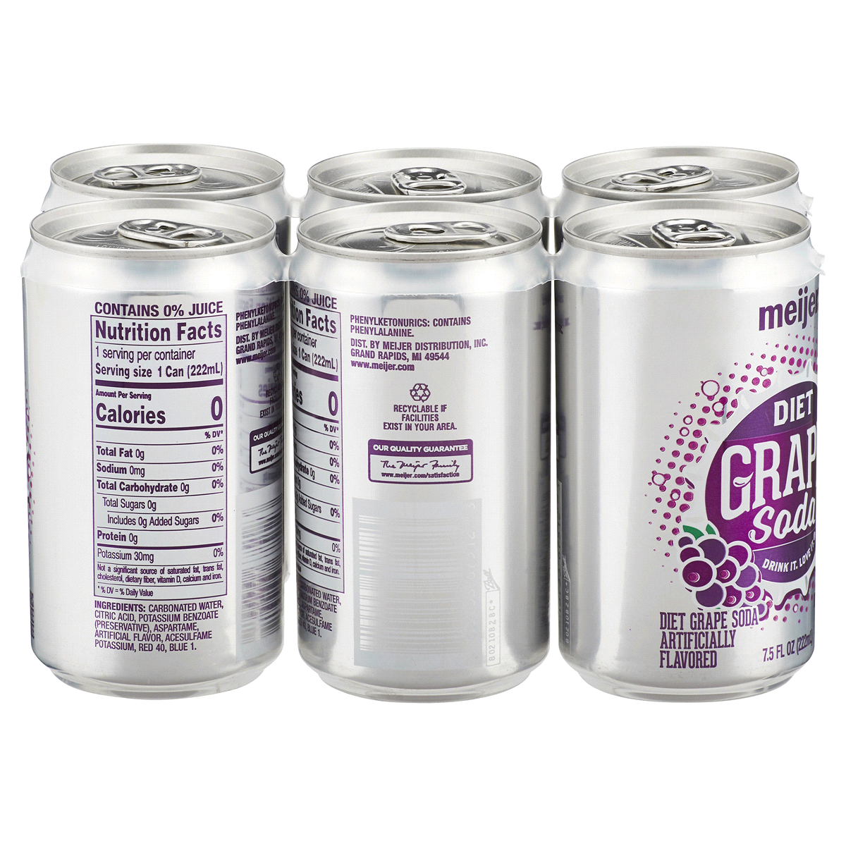 Meijer Diet Grape Soda Cans 8 oz | Shipt