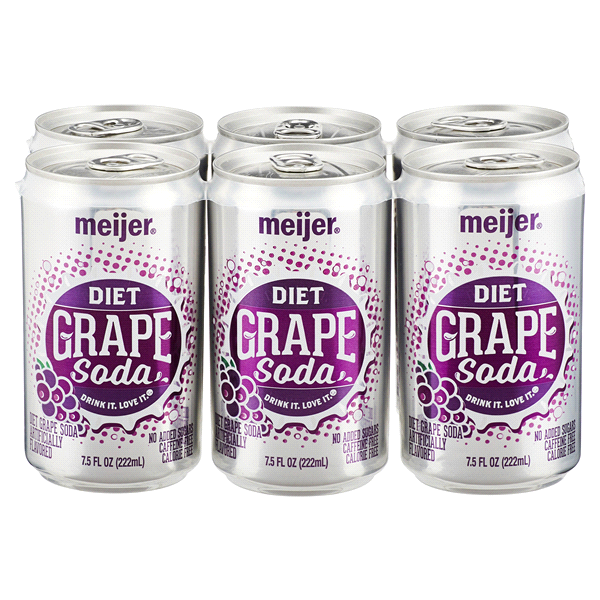 slide 1 of 2, Meijer Diet Grape Soda Cans, 8 oz