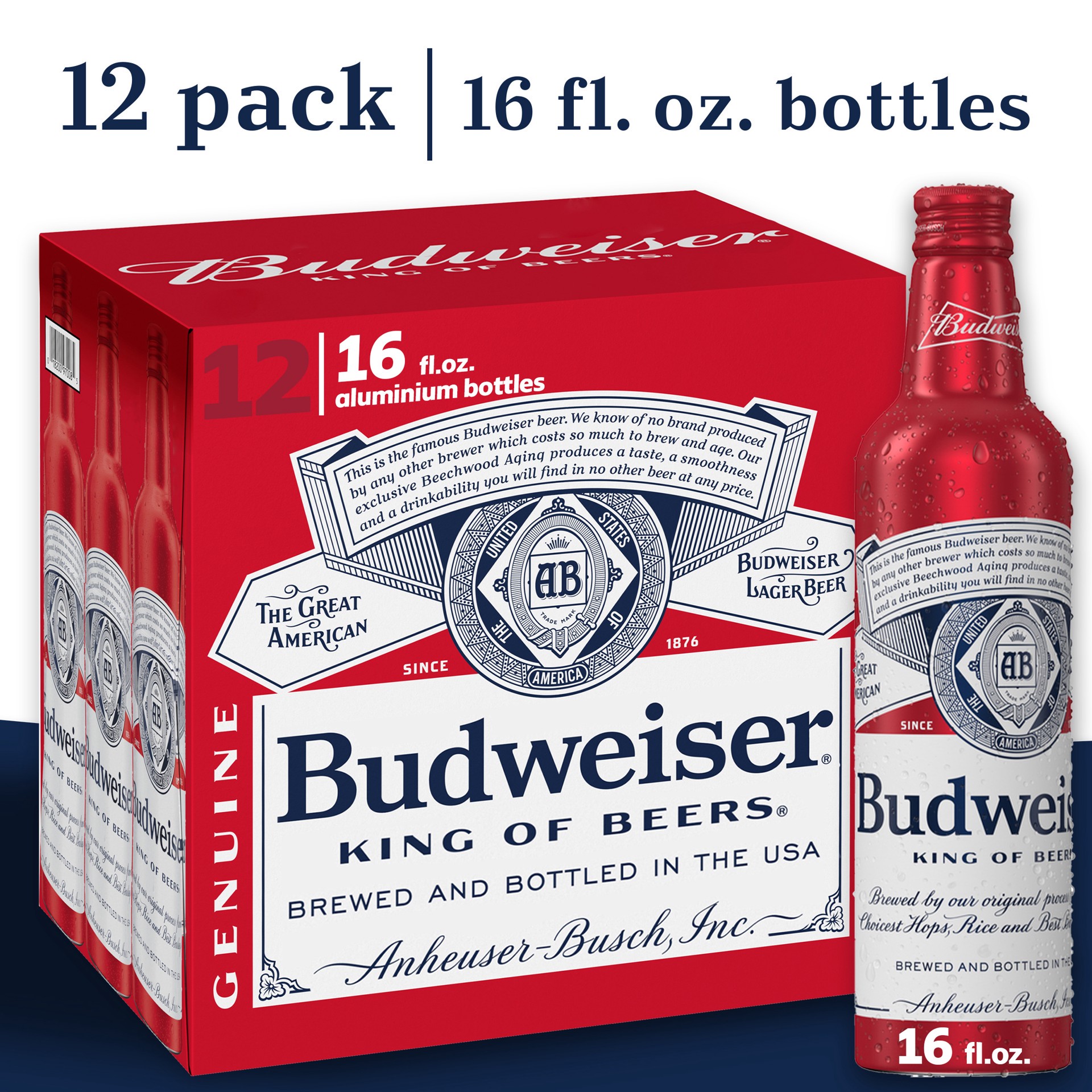 slide 4 of 5, Budweiser Beer, 12 Pack Beer, 16 FL OZ Bottles, 12 ct; 16 oz