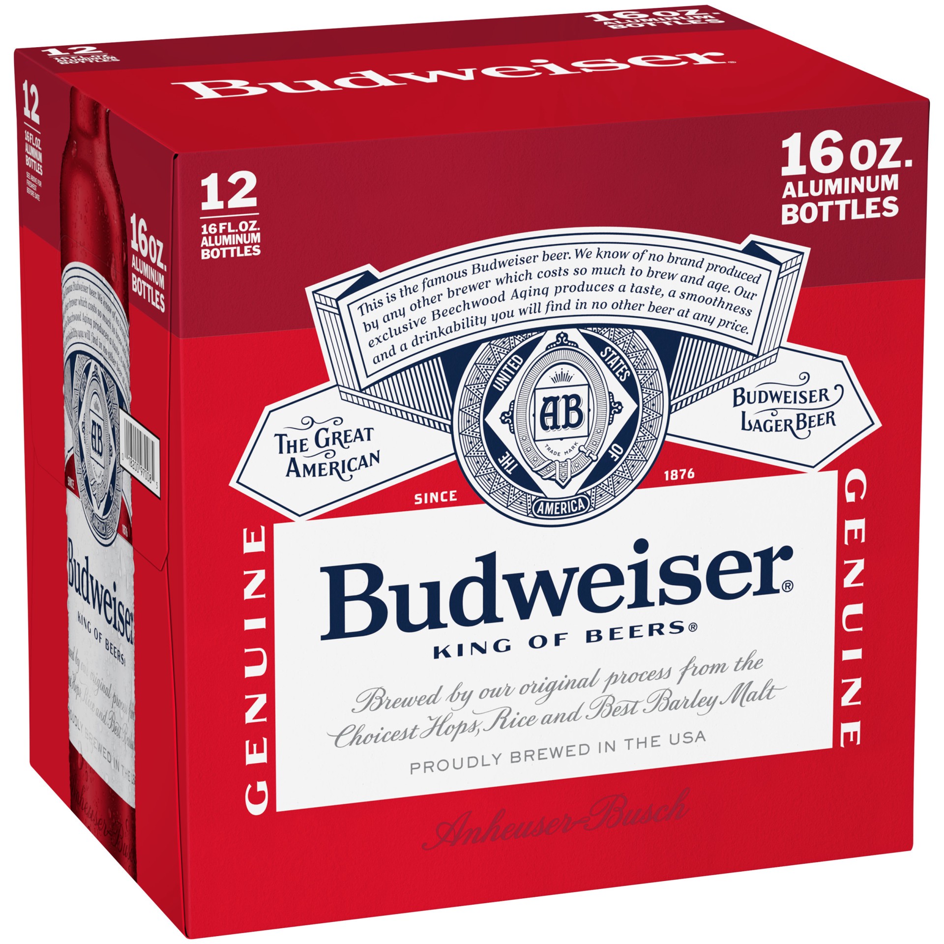 slide 1 of 5, Budweiser Beer, 12 Pack Beer, 16 FL OZ Bottles, 12 ct; 16 oz