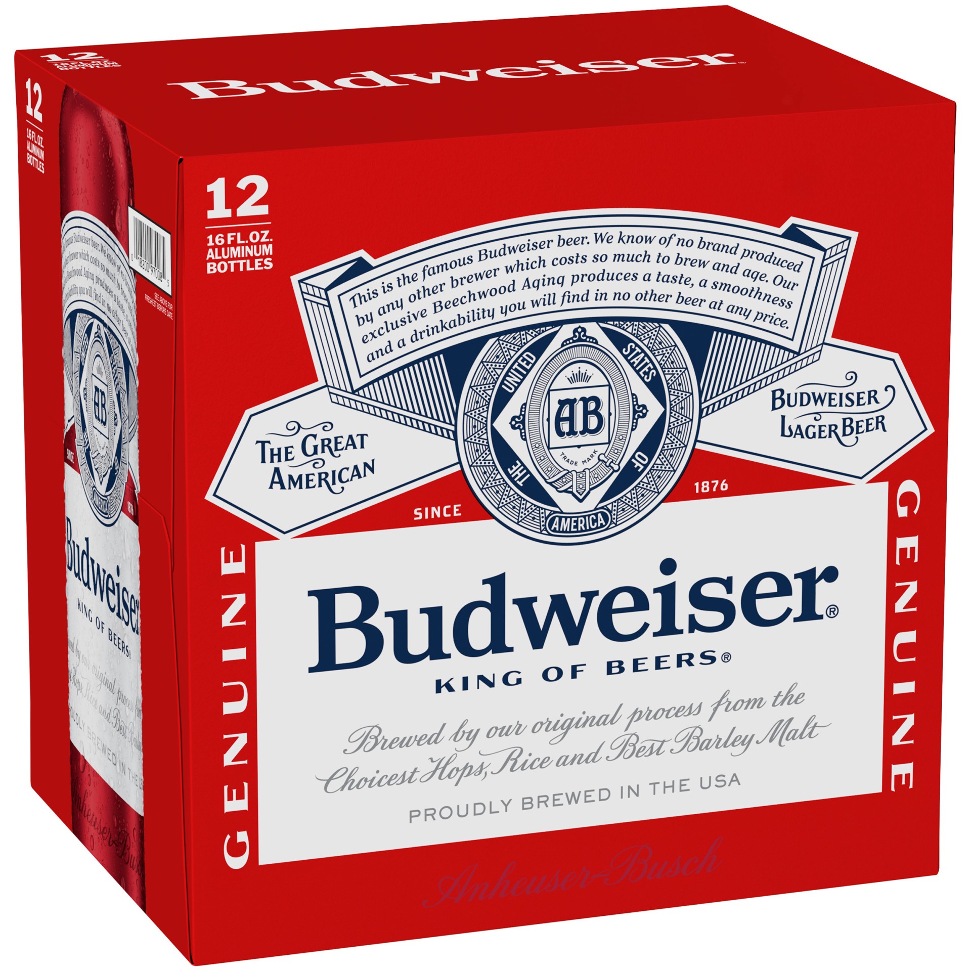 slide 1 of 5, Budweiser Beer, 12 Pack Beer, 16 FL OZ Bottles, 12 ct; 16 oz