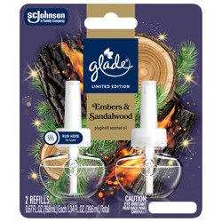 Glade PlugIn Refills Air Freshener, Embers & Sandalwood, 1.34oz., 2 count
