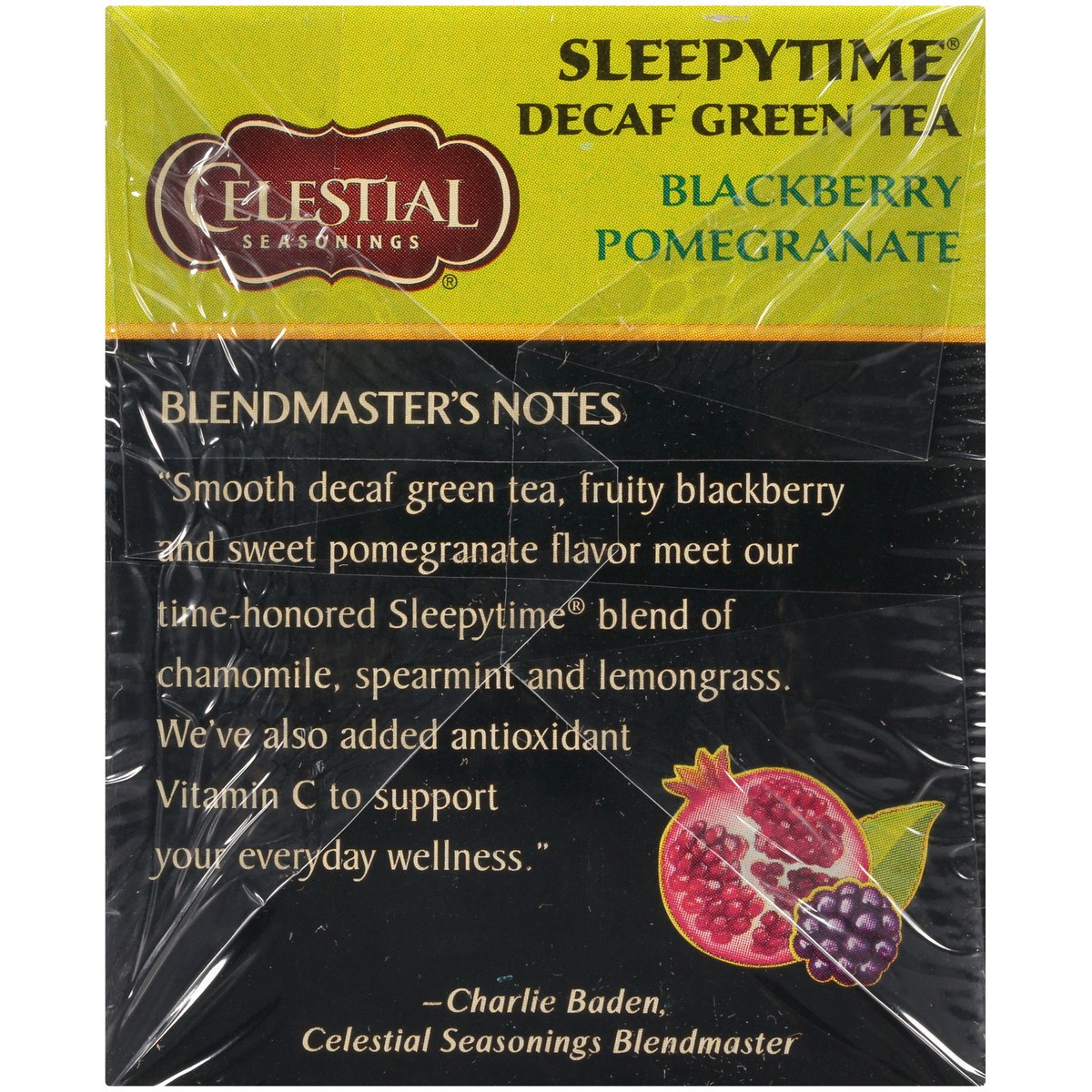 slide 6 of 10, Celestial Seasonings Sleepytime Blackberry Pomegranate Decaf Green Tea Bags 20 ct Box, 1.1 oz