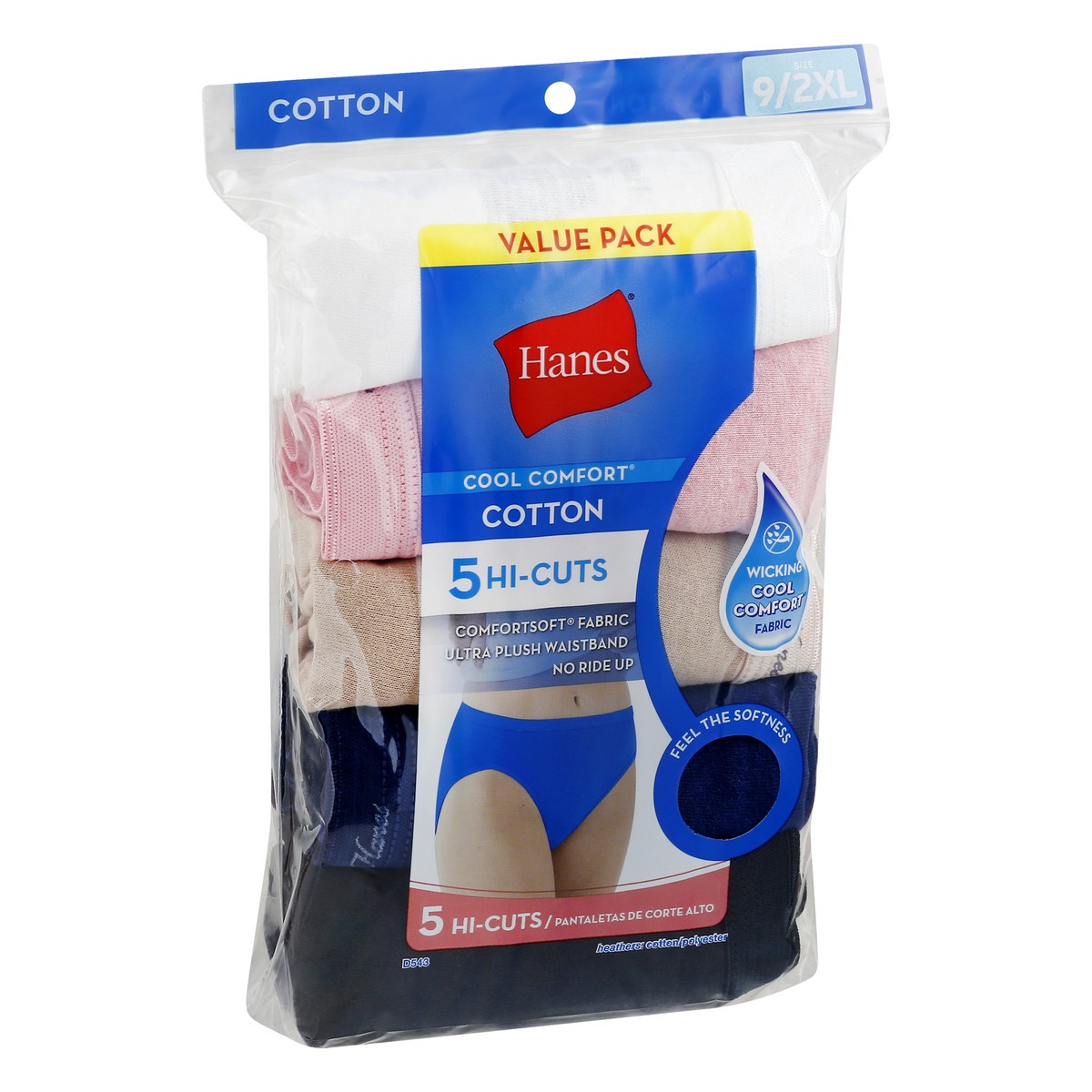 slide 9 of 10, Hanes Cool Comfort Value Pack Size 9/2XL Cotton Hi-Cuts 5 ea, 5 ct