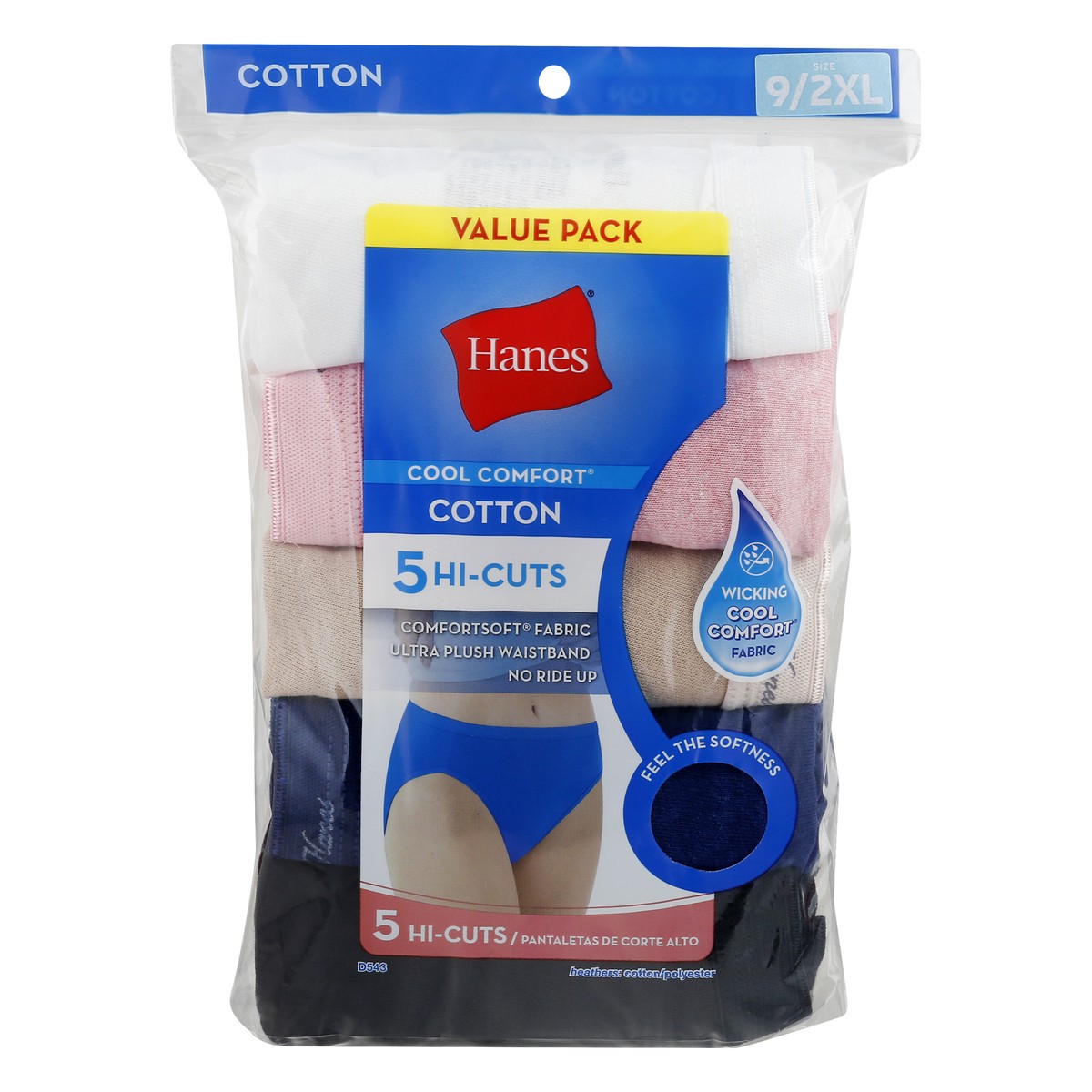slide 1 of 10, Hanes Cool Comfort Value Pack Size 9/2XL Cotton Hi-Cuts 5 ea, 5 ct