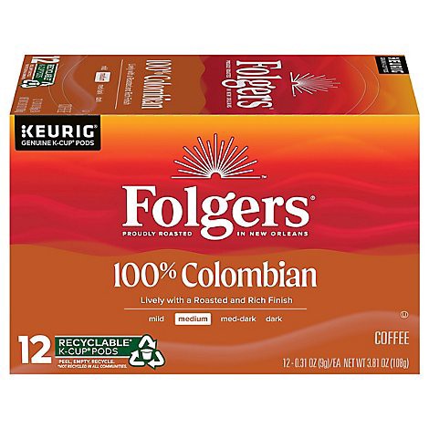 slide 1 of 1, Folgers Colombian Coffee K-cup - 3.81 oz, 3.81 oz