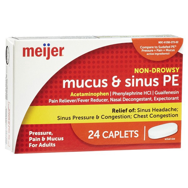 slide 4 of 29, Meijer Mucus & Sinus PE Caplets, 24 ct