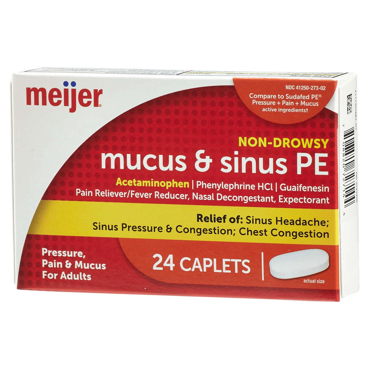 slide 9 of 29, Meijer Mucus & Sinus PE Caplets, 24 ct