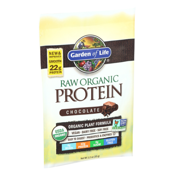 slide 1 of 1, Garden of Life Chocolate Cacoa Raw Protein Packet, 1.2 oz