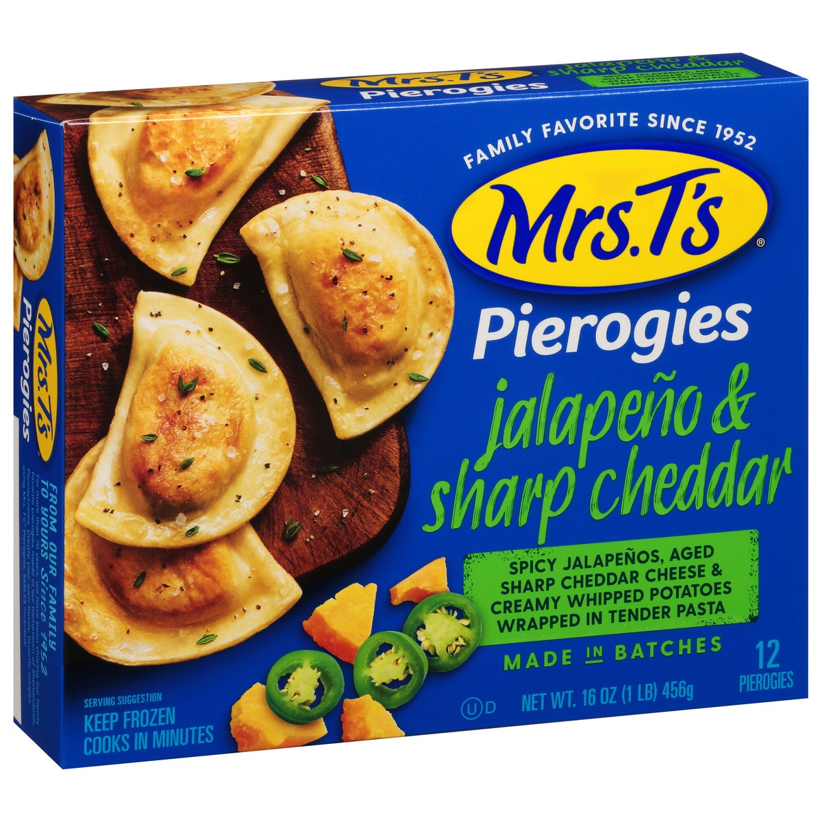 slide 11 of 13, Mrs. T's Potato Cheddar & Jalapeno Pierogies, 16 oz