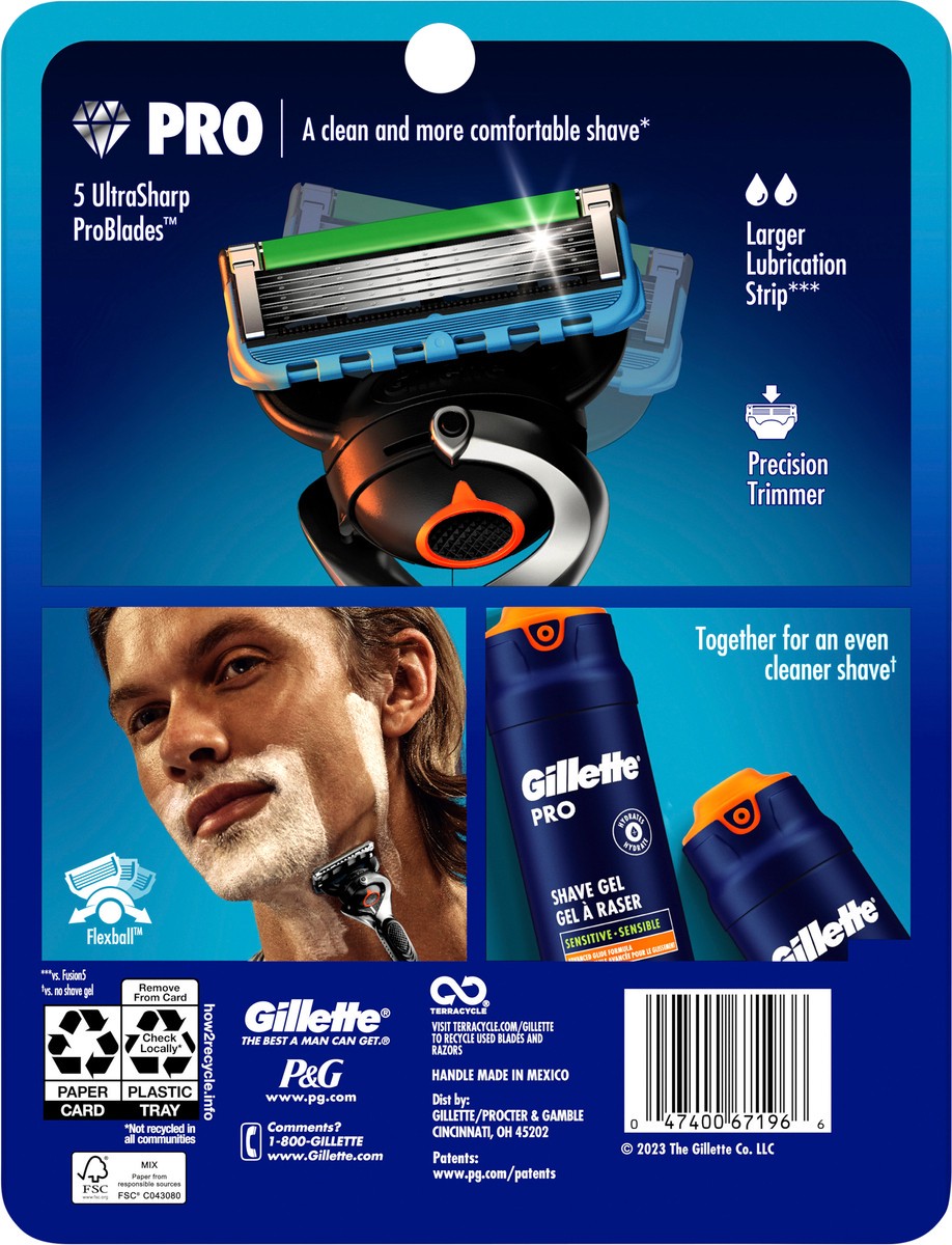 slide 2 of 4, Gillette ProGlide Razor for Men, Handle + 4 Blade Refills, 1 ct