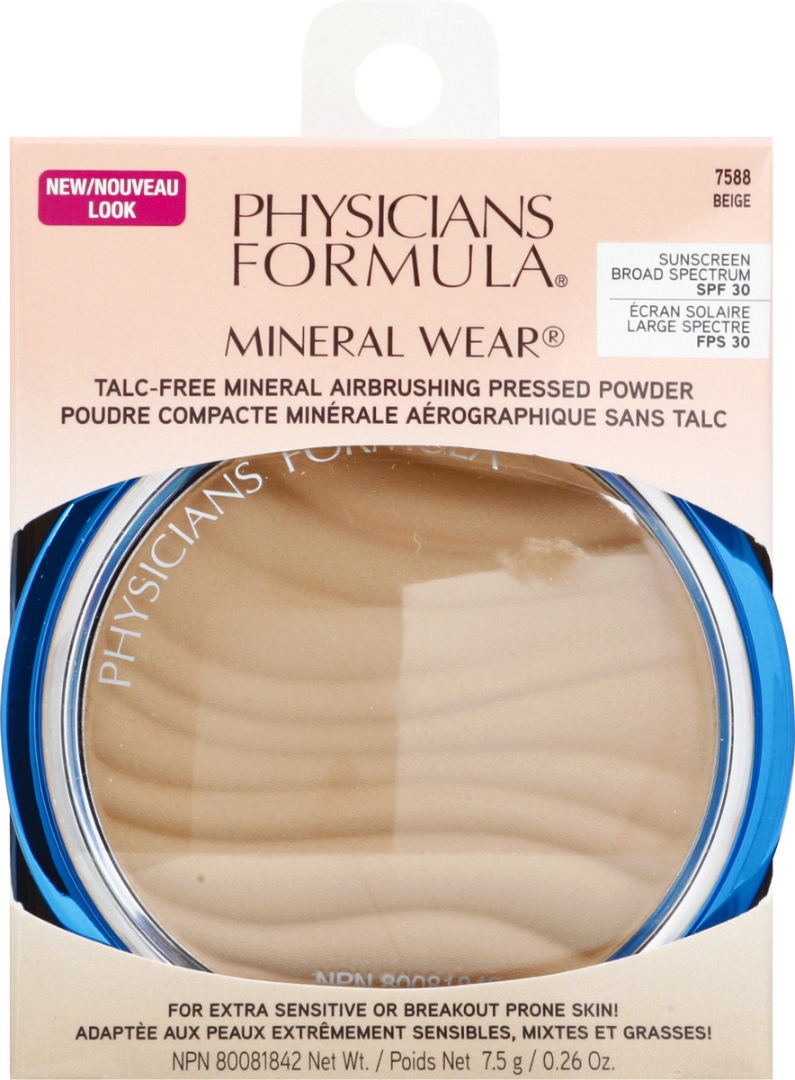 slide 1 of 9, Physicians Formula Mineral Wear Beige 7588 Sunscreen Broad Spectrum SPF 30 Pressed Powder 7.5 gr, 7.50 g