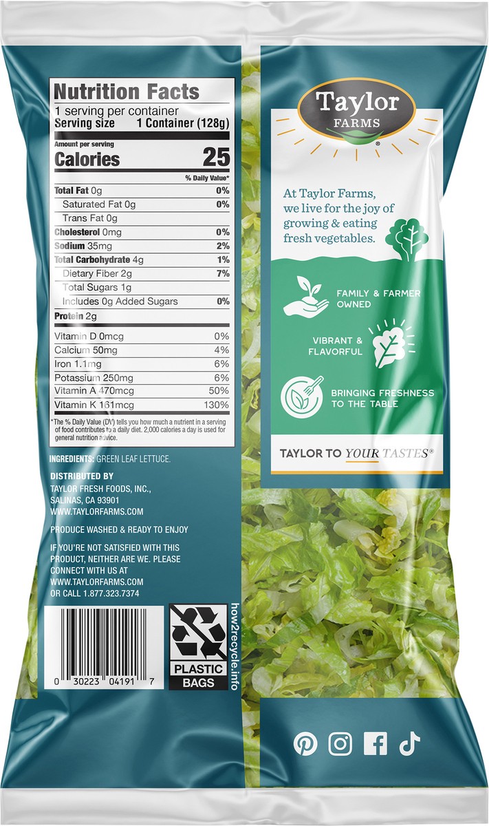 slide 7 of 7, Taylor Farms Shredded Green Leaf, 4.5 oz