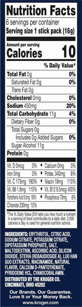 slide 2 of 3, Kroger Sugar Free Electrolyte Drink Mix Lemon Lime - 3.38 oz, 3.38 oz