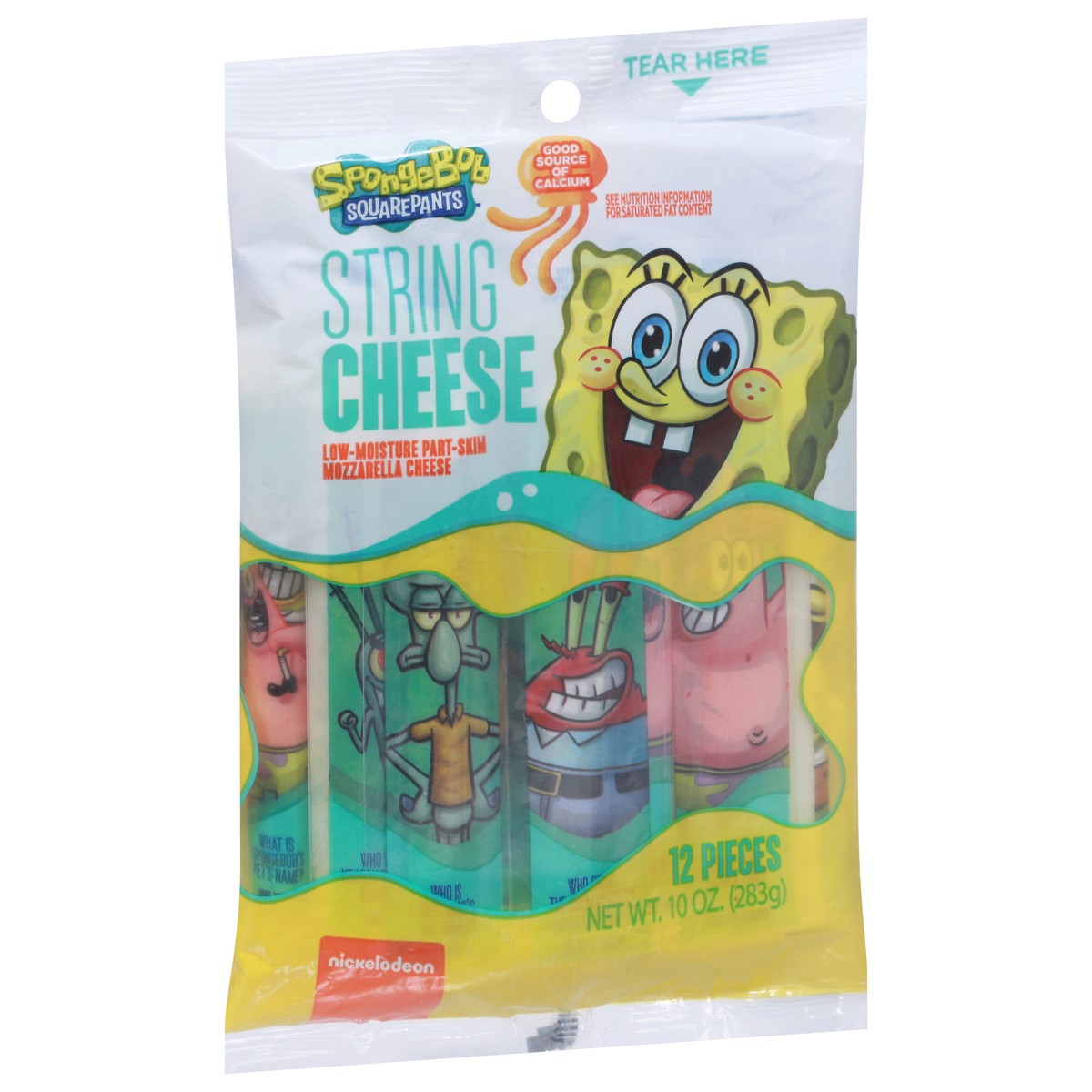 slide 3 of 9, SpongeBob SquarePants Low Moisture Part-Skim Mozzarella String Cheese 12 ct, 12 ct