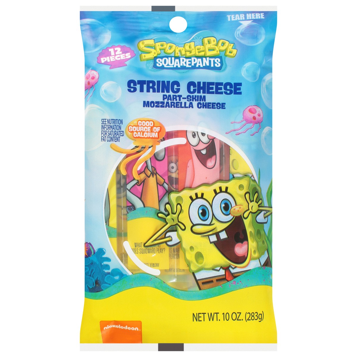 slide 1 of 9, SpongeBob SquarePants Part-Skim Mozzarella String Cheese 12 ea, 12 ct