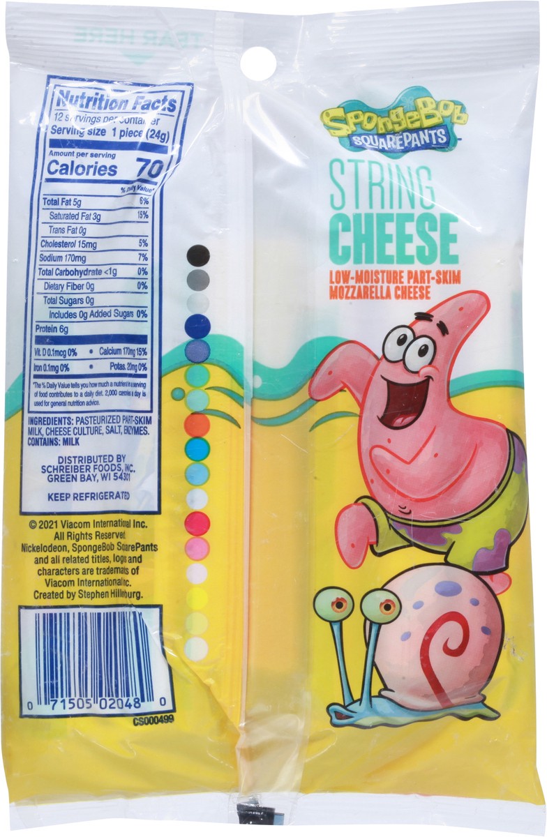 slide 6 of 9, SpongeBob SquarePants Low Moisture Part-Skim Mozzarella String Cheese 12 ct, 12 ct