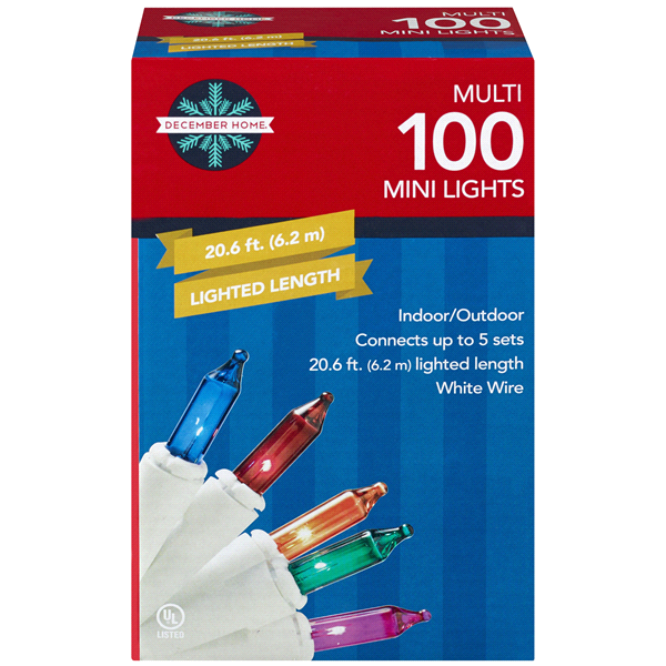 slide 1 of 1, December Home Mini Light Set, Multi Color with White Wire, 100 ct
