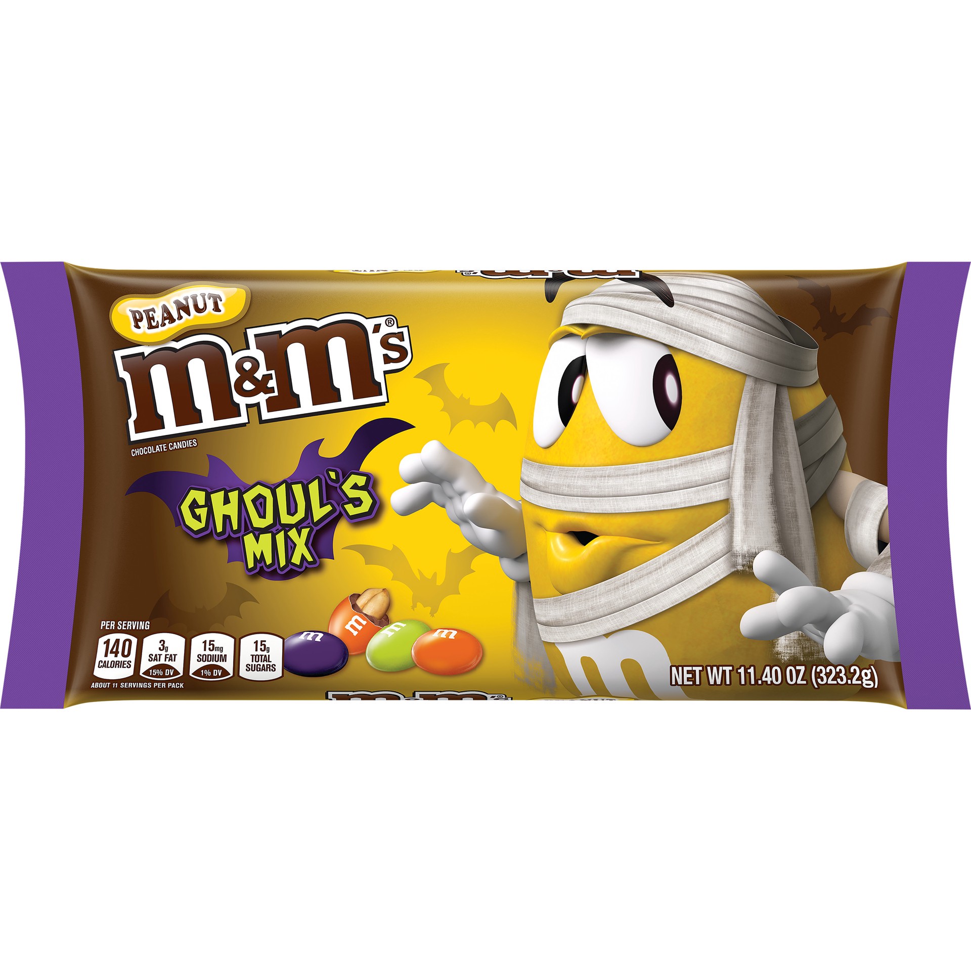 slide 1 of 5, M&M's Ghoul's Mix Peanut Chocolate Halloween Candy, 11.4-Ounce Bag, 11.4 oz