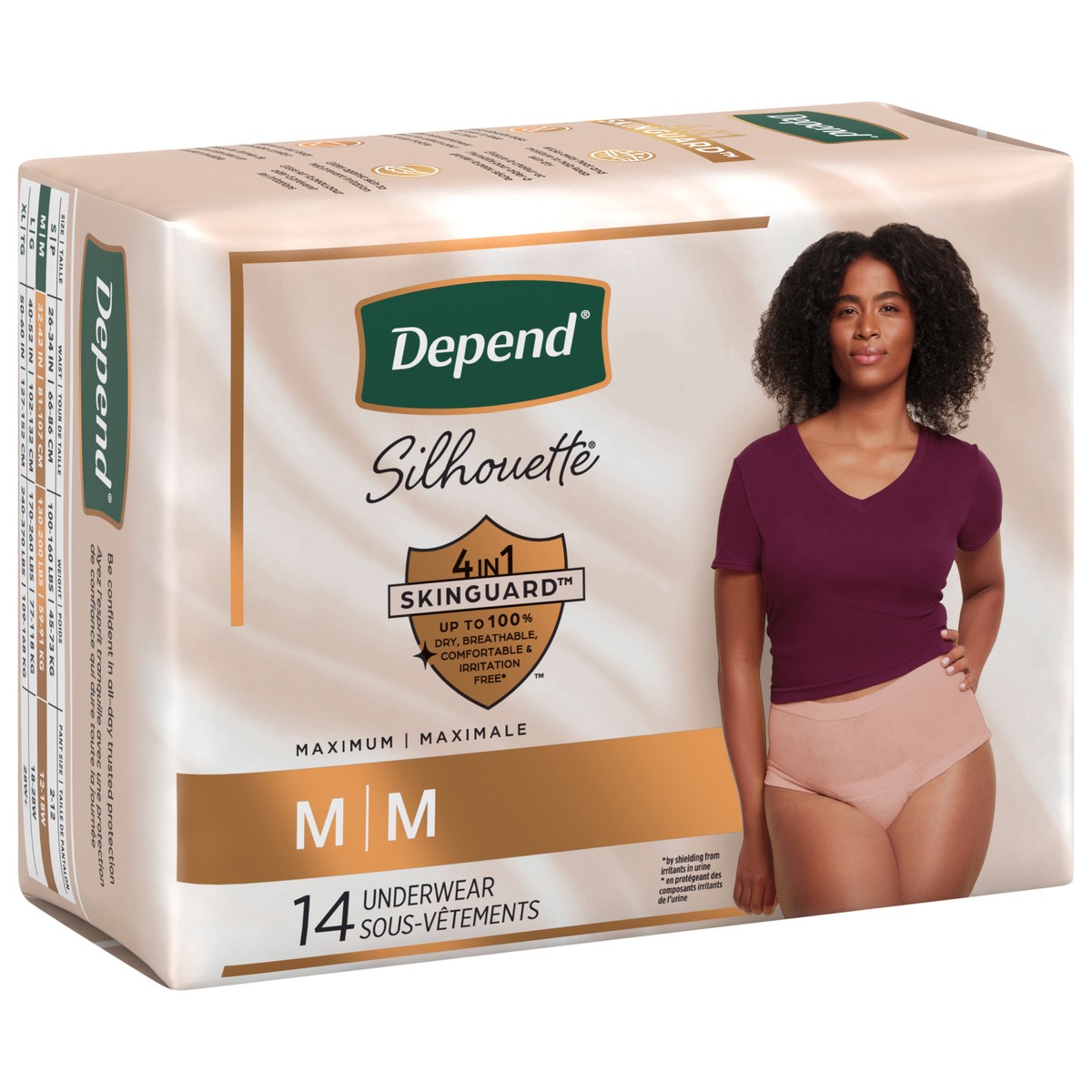slide 10 of 12, Depend Silhouette Adult Incontinence & Postpartum Bladder Leak Underwear for Women, Maximum Absorbency, Medium, Pink, 14 Count, 14 ct