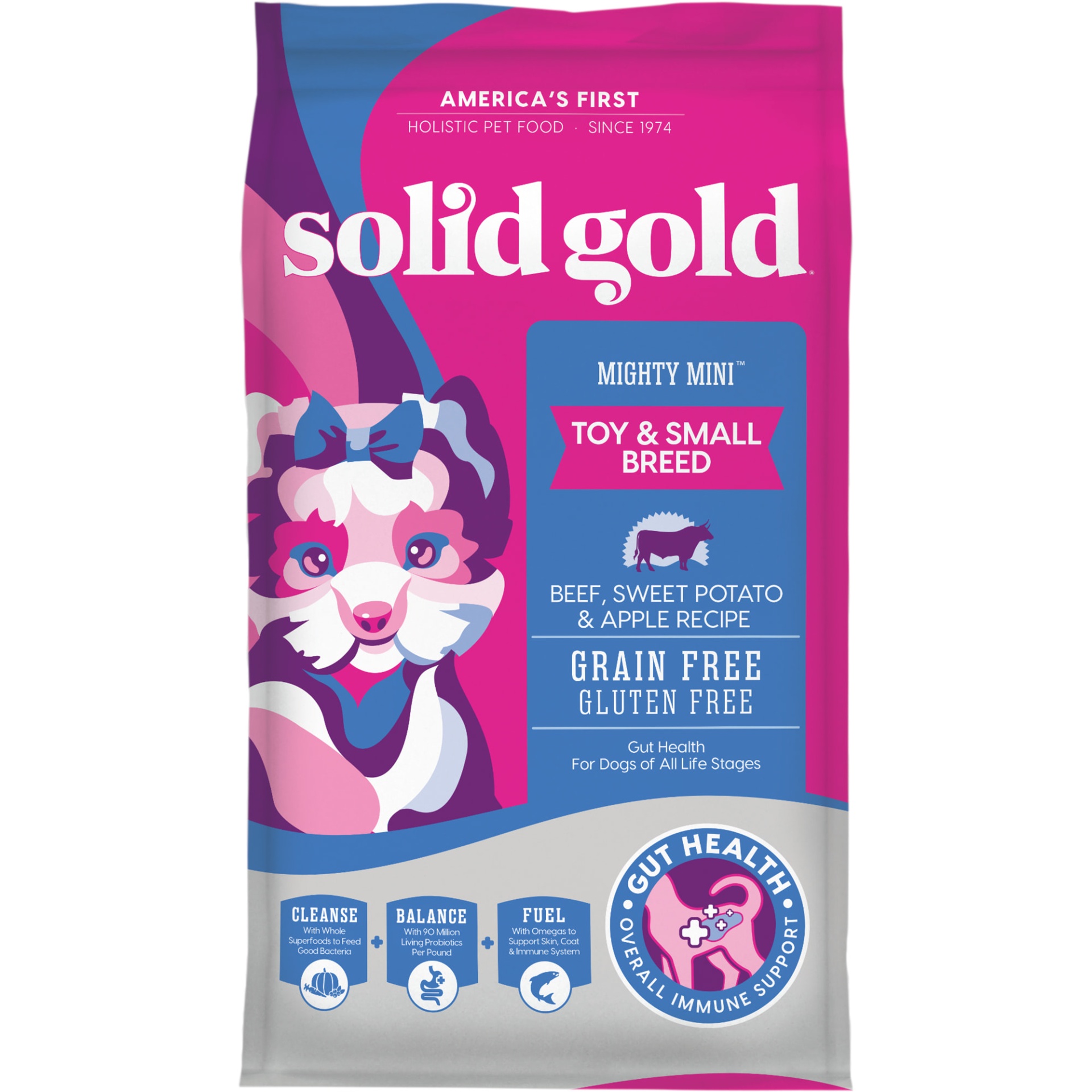 slide 1 of 1, Solid Gold Grain Free Mighty Mini Beef Sweet Potato & Apple Adult Dry Dog Food, 4 lb