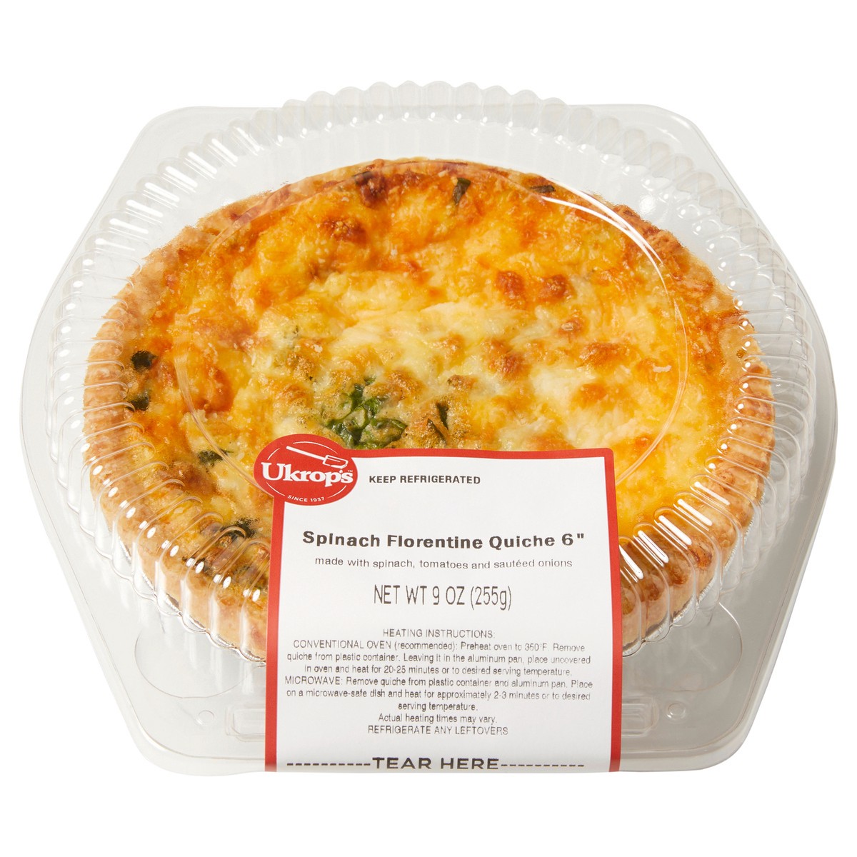 slide 1 of 1, Ukrops Spinach Florentine Quiche, 6 Inch, 9 oz