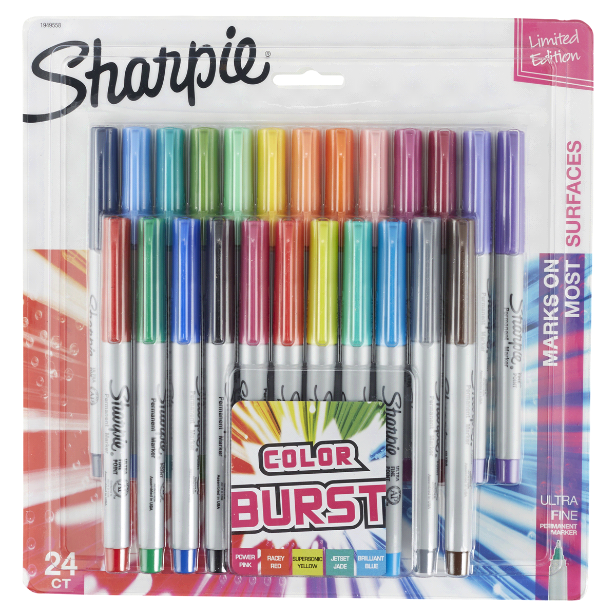 slide 1 of 1, Sharpie Ultra Fine Point Color Burst Permanent Markers, 24 ct