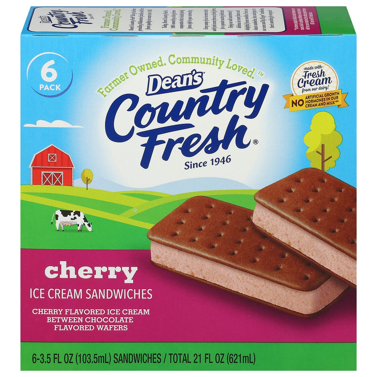 slide 3 of 4, Country Fresh Cherry Ice Cream Sandwiches 6 - 3.5 fl oz Sandwiches, 6 ct