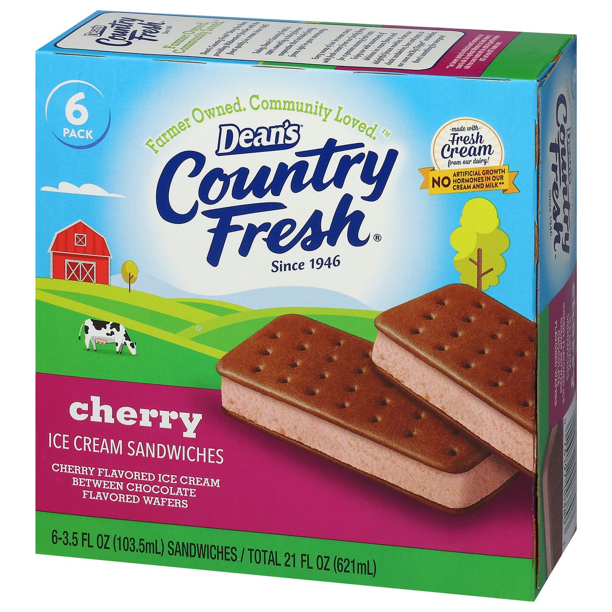 slide 4 of 4, Country Fresh Cherry Ice Cream Sandwiches 6 - 3.5 fl oz Sandwiches, 6 ct