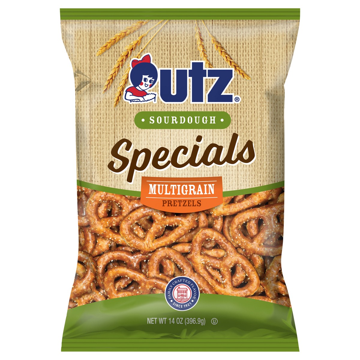 slide 1 of 7, Utz 14 oz Utz Sourdough Specials Multigrain Pretzels, 14 oz