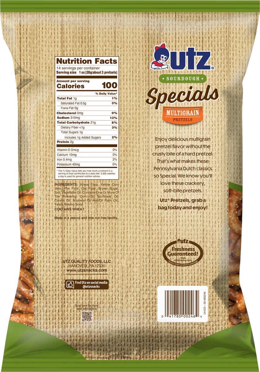 slide 5 of 7, Utz 14 oz Utz Sourdough Specials Multigrain Pretzels, 14 oz