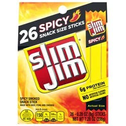 Slim Jim Spicy Smoked Snack Stick Snack Size 26 ea