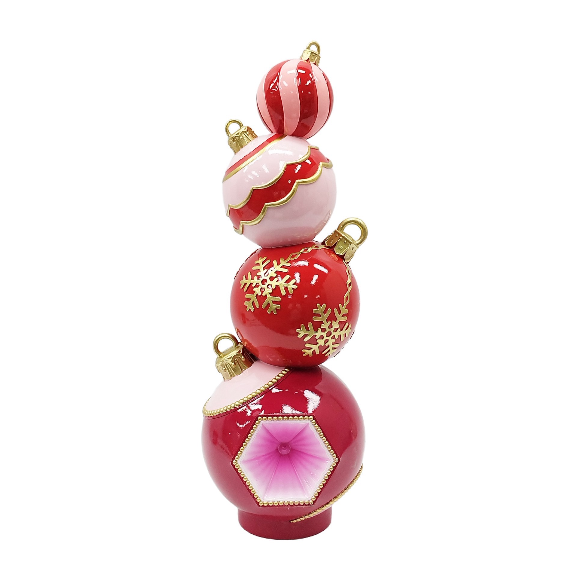 slide 2 of 2, 24" Pink, Red & Gold Ball Ornament Stack Tabletop Decor By Ashland, 24 in