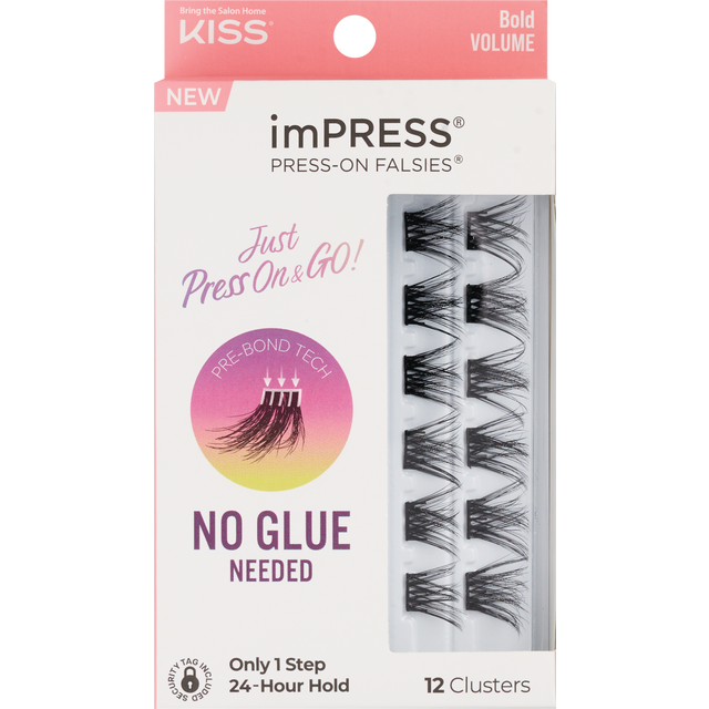 slide 1 of 1, imPRESS Press-On Falsies Bold Volume Clusters 12 ea, 12 ct
