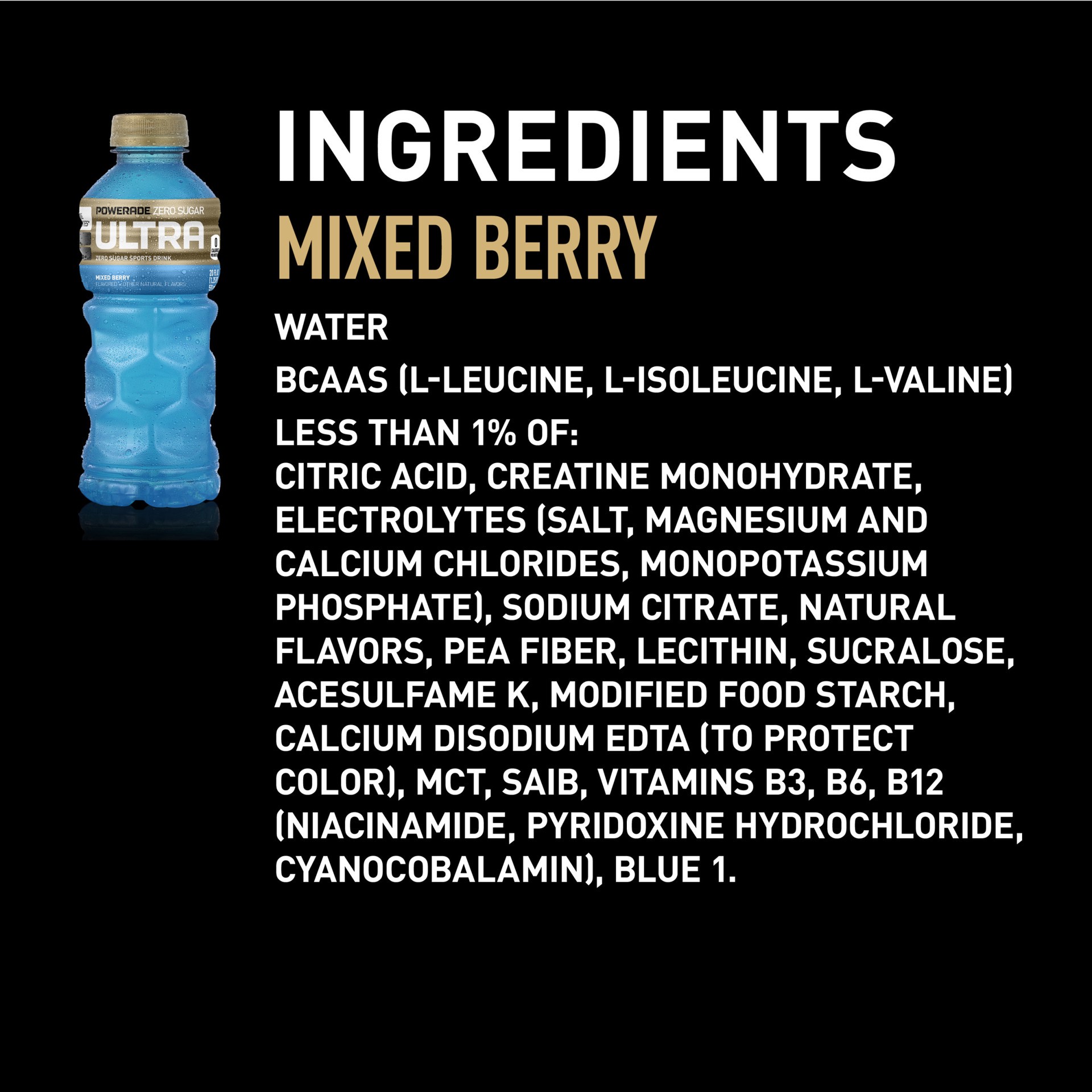 slide 8 of 14, POWERADE Ultra Mixed Berry Sports Drink Bottle, 20 fl oz