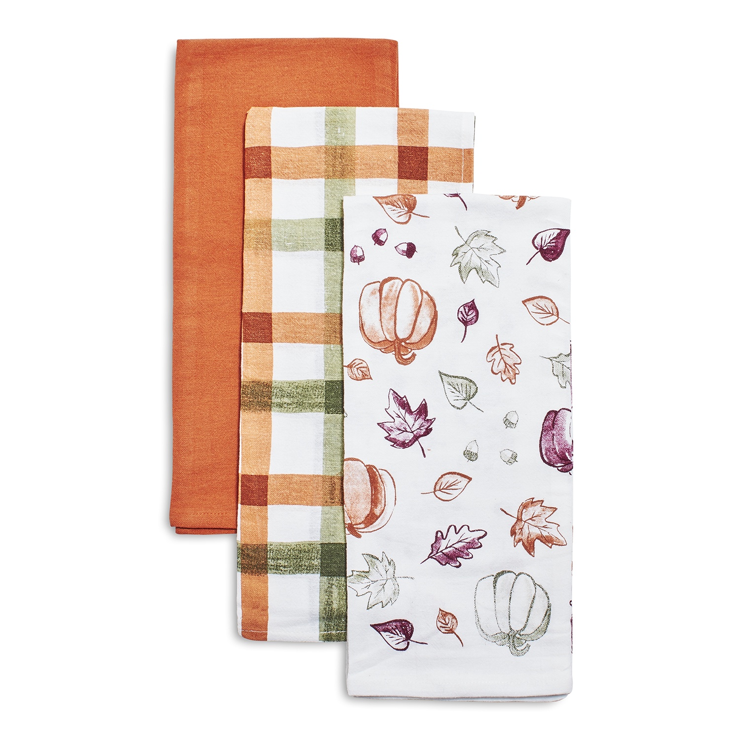 slide 1 of 1, Sur La Table Fall Flour Sack Kitchen Towels, Orange, 3 ct