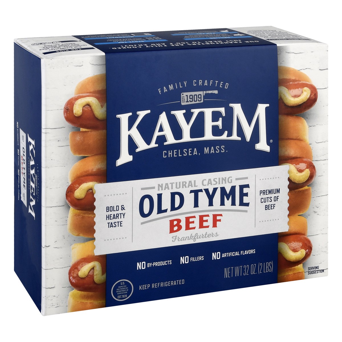slide 2 of 13, Kayem Old Tyme Natural Casing Beef Frankfurters 32 oz, 32 oz