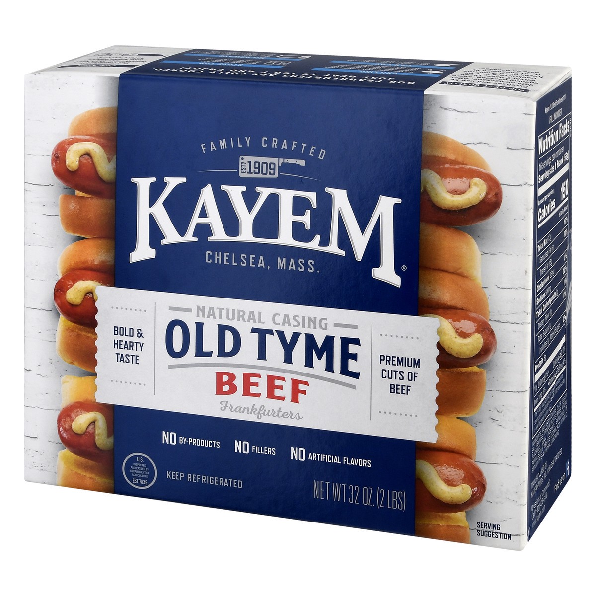 slide 3 of 13, Kayem Old Tyme Natural Casing Beef Frankfurters 32 oz, 32 oz