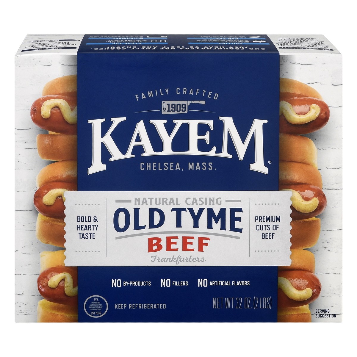 slide 1 of 13, Kayem Old Tyme Natural Casing Beef Frankfurters 32 oz, 32 oz