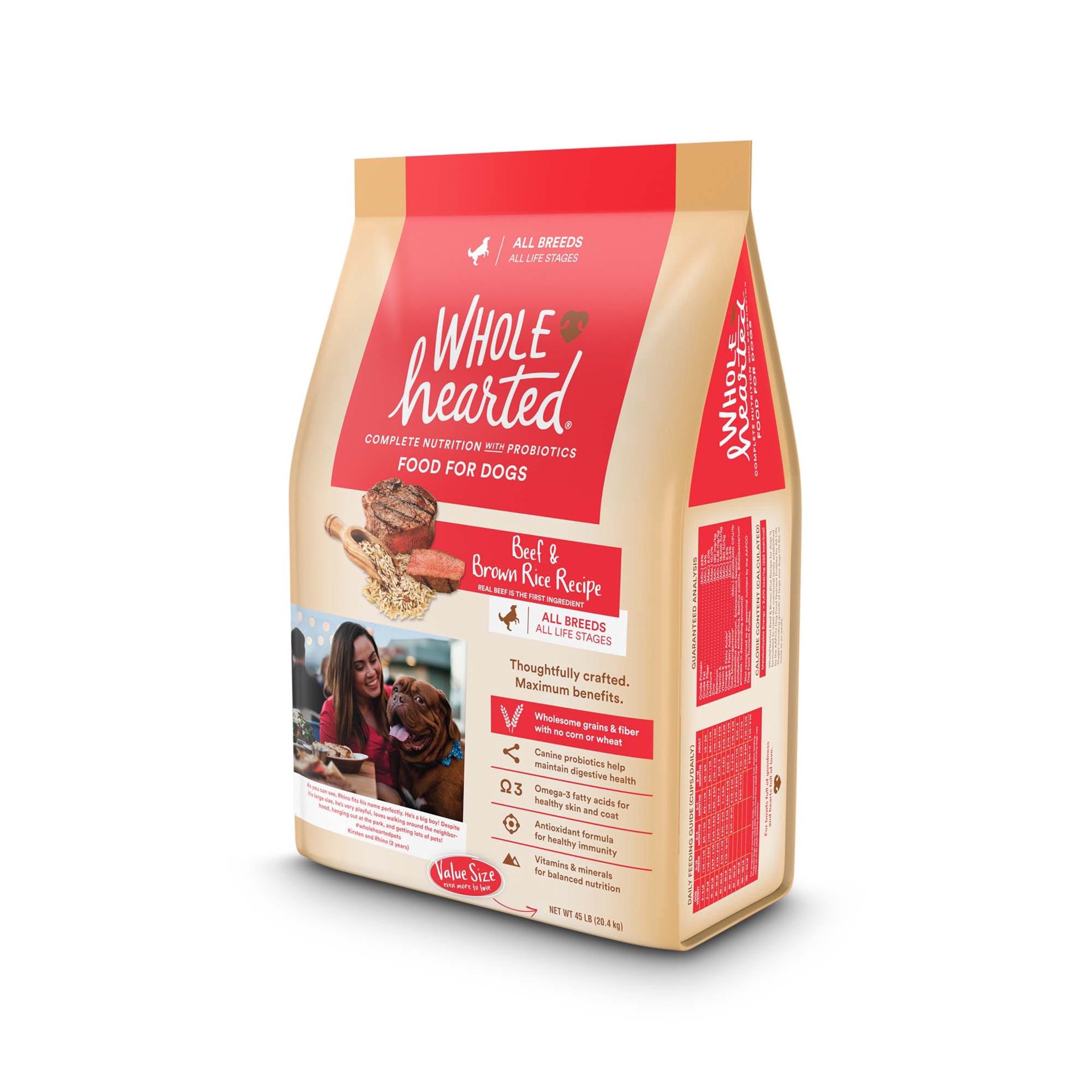 slide 2 of 6, WholeHearted Whd-Dog 45# Beef & Brn Rice, 1 ct