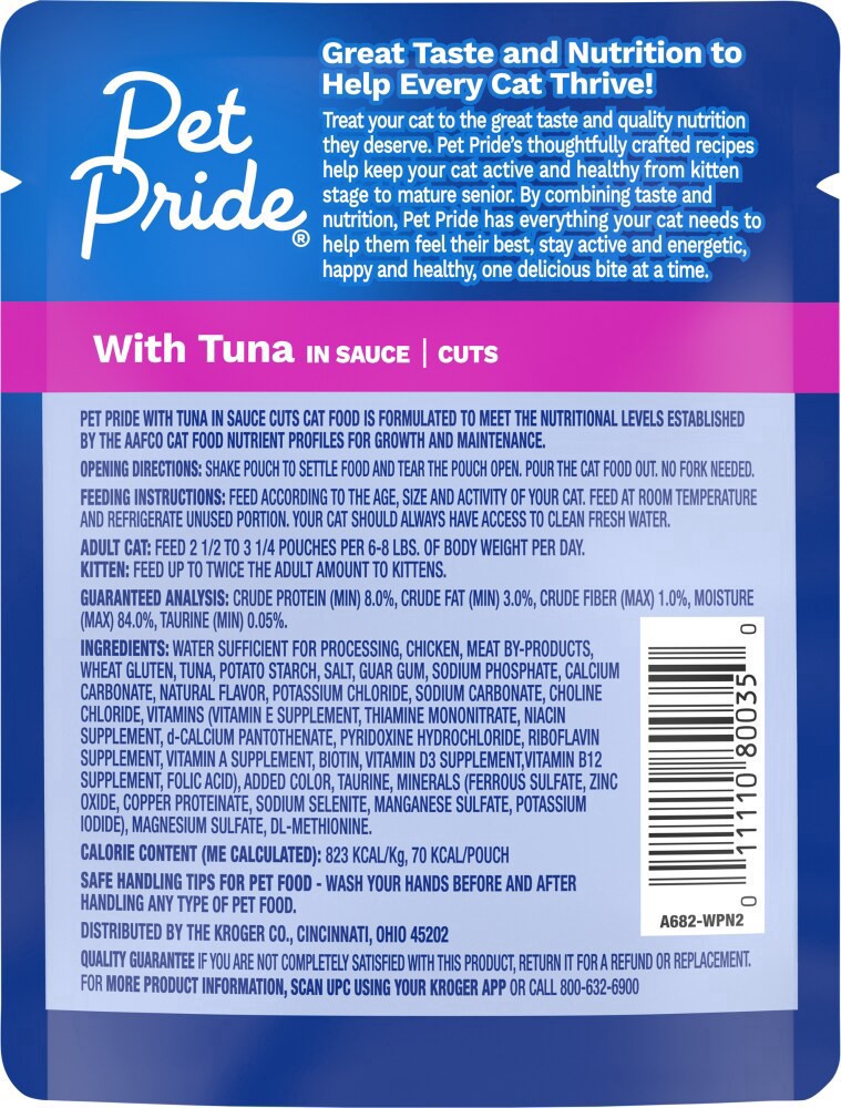 slide 2 of 2, Pet Pride Tuna in Gravy Moist Cat Food Pouch, 3 oz