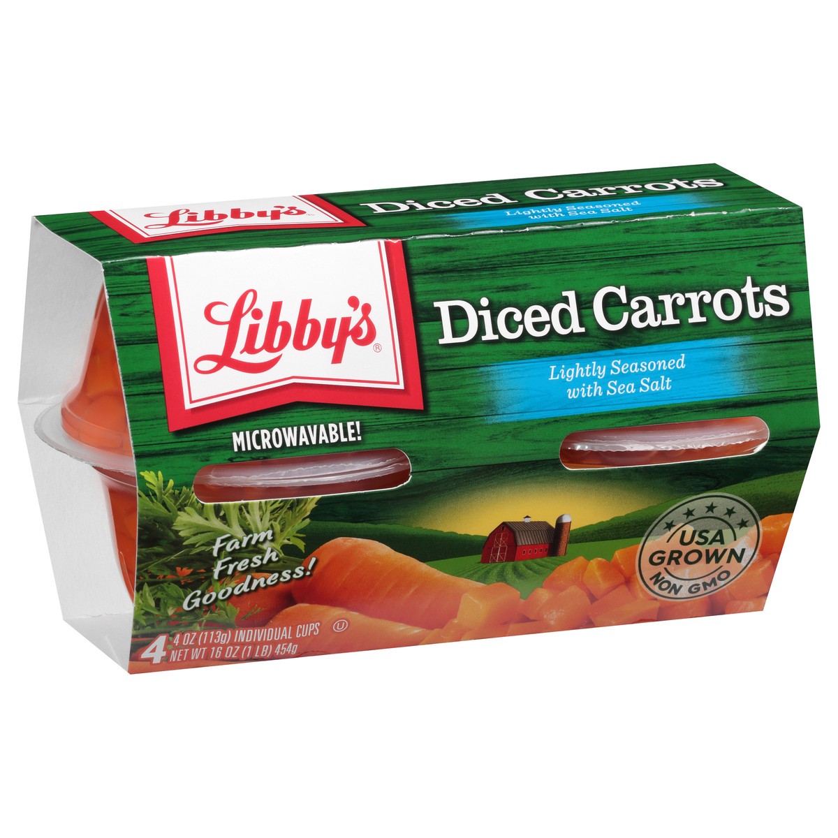 slide 2 of 9, Libby's Microwavable Diced Carrots Lightly Seasoned With Sea Salt, 4 ct; 4 oz