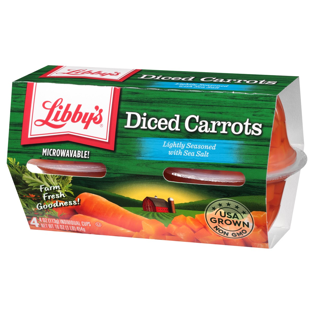 slide 3 of 9, Libby's Microwavable Diced Carrots Lightly Seasoned With Sea Salt, 4 ct; 4 oz