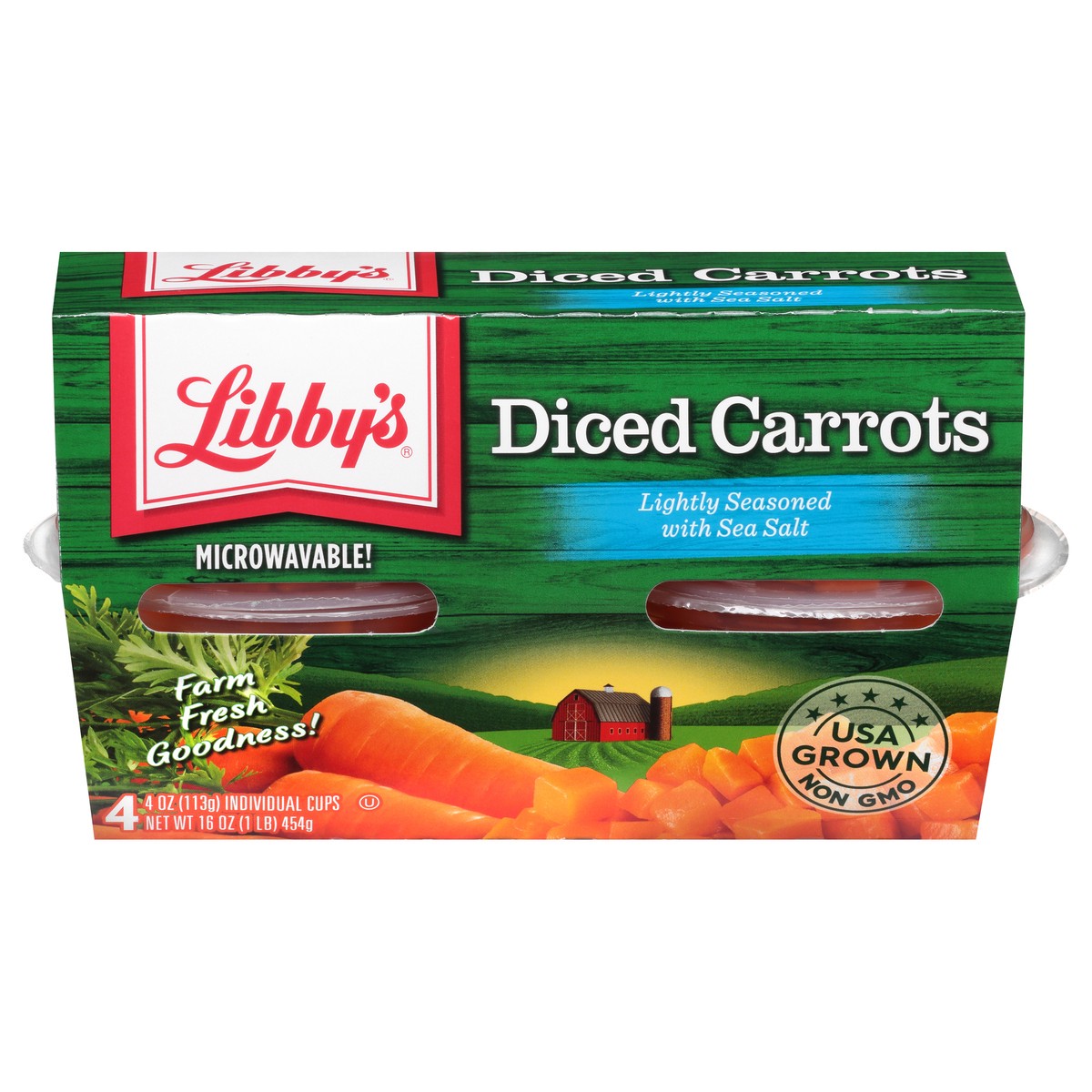 slide 1 of 9, Libby's Microwavable Diced Carrots Lightly Seasoned With Sea Salt, 4 ct; 4 oz