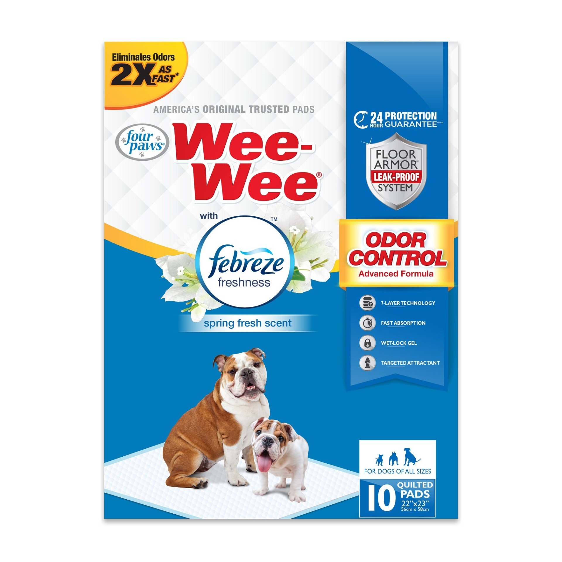 slide 1 of 1, Four Paws Wee-Wee Odor Control with Febreze Freshness Pads for Dogs, 10 ct