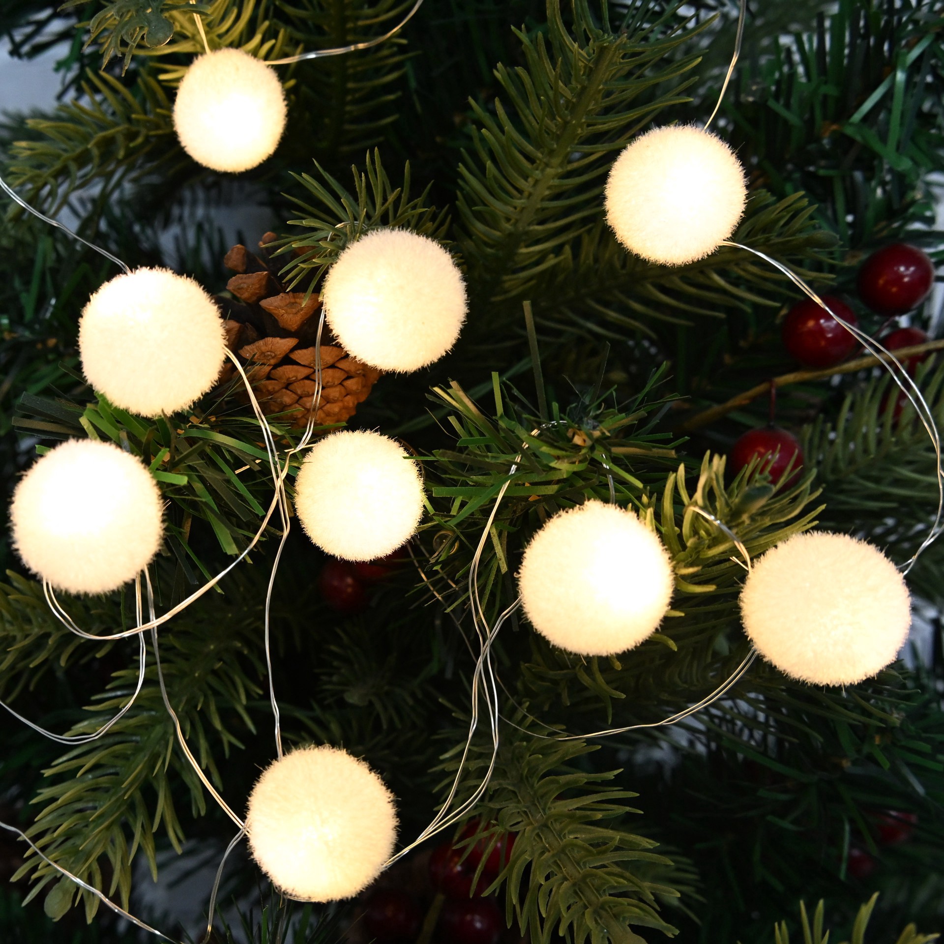 slide 2 of 4, 12ct. Warm White Led White Fuzzy String Lights By Ashland, 12 ct